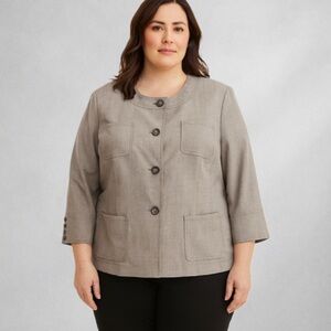 Style & Co Women’s Plus Gray Blazer Jacket Size 20W Stretch Career Work